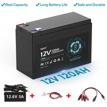 12V 100Ah 120Ah ličio baterijų paketas Ličio geležies fosfato baterijos Įmontuotas BMS saulės valčiai su 12.6V įkrovikliu