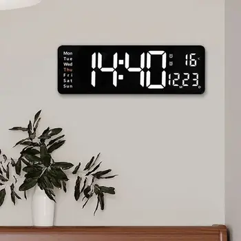 16 colių skaitmeninis sieninis laikrodis 10 lygių reguliuojamas ryškumas temp data savaitės ekranas dvigubo valdymo stalinis laikrodis didelis 12 / 24 val. Formatas