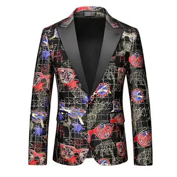 2023-Boutique Vyrų mados verslas Slim Casual Social Guy Print Gentleman Trend British Style Wedding Performance Dress Blazer