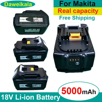 2023 Originali įkraunama baterija 18V 5000mAh Ličio jonų baterija 5.0Ah, skirta Makita 18650BL1860 BL1850BL1840 BL1830 BL1860B+4ACharger