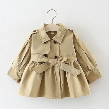 2023 Pavasario ruduo Korėjietiškas stilius Mielas ilgas tranšėjos kūdikių mergaičių paltai Striukės Windbreaker Vaikų drabužiai Mergaičių paltas Vaikiška striukė