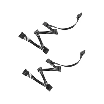 2PCS 15 Pin SATA maitinimo prailginimo standžiojo disko kabelis 1 vyriškas ir 5 moterų maitinimo šaltinio skirstytuvo adapterio kabelis