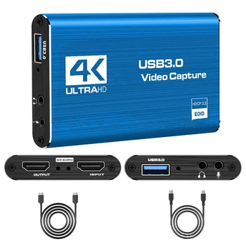 4K vaizdo įrašymo plokštė 1080P USB3.0 OBS įrašymo įrenginys 4K60 Konverteris 30Hz Mikrofono tiesioginio įrašymo įrenginio palaikymas