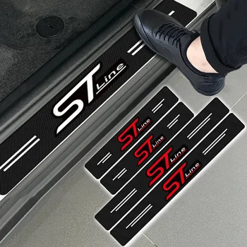4pc ST Stline linija Anglies pluošto durų slenksčio lipdukas Ford Focus 2 3 Mondeo Ecosport Kuga Fiesta Mustang priedai Automobilių stilius