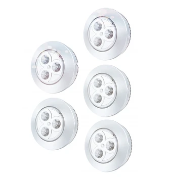 5 Pack LED baterijomis maitinamas belaidis naktinis bakstelėjimas Paspauskite lempą 