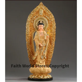 54CM didelė Pietryčių Azija Veiksminga apsauga garbina Budą Mahasthamaprapta PUSA HOME Parduotuvė FENG SHUI aukso statula