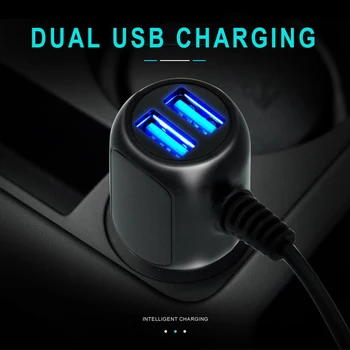 ABS Dash Cam automobilinis įkroviklio įtampos ekranas 2in1 daugiafunkcis mėlynas LED šviesos ugniai atsparus ABS daugiafunkcis Visiškai naujas