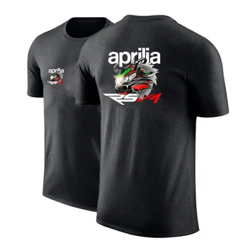 Aprilia Racing RSV4 Summer New Fashion Vyrai Solid Color Trumpomis rankovėmis Prekės ženklo spausdinimas Universalūs populiarūs marškinėliai Laisvalaikio drabužiai