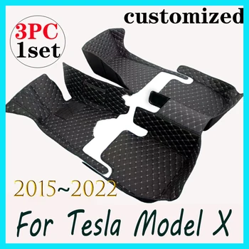 Automobiliniai kilimėliai Tesla Model X 7 Seat 2015~2022 Full Set Prabangūs kilimai Kilimėlis Anti Dirt Pad Odinis kilimėlis Automobilių aksesuarai Tapete Carro