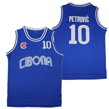 Blue Sport Basketball jerseys CIBONA 10 PETROVIC Jersey siuvinėjimas Siuvimo siuvinėjimasOutdoor Sportinė apranga Hiphopo kultūros filmas