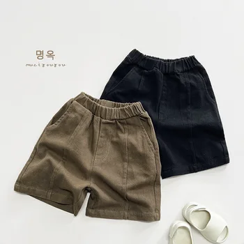 Casual Pocket Design Boy Short Pants Summer Vintage Color Kids Shorts for Toddler Clothing Children Kelnės Baby Stuff Xmas