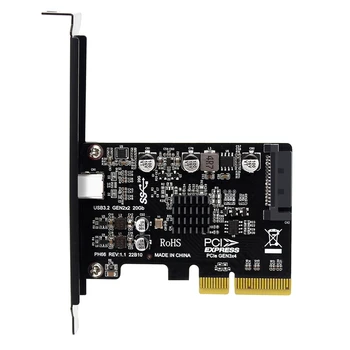 Desktop Pcie X4 į C tipą USB3.2 Gen2x2 20Gbps be disko išplėtimo stovo kortelė ASM3242 pagrindinio valdiklio kortelė