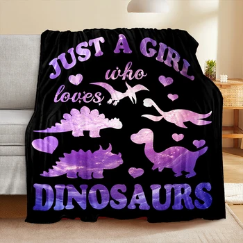 Dinozaurų antklodės dovana moterims vaikams Tiesiog mergaitė, kuri myli dinozaurus Minkštas Juros periodo gyvūnų mylėtojas Gerbėjų dovana Flanelė Mesti antklodę