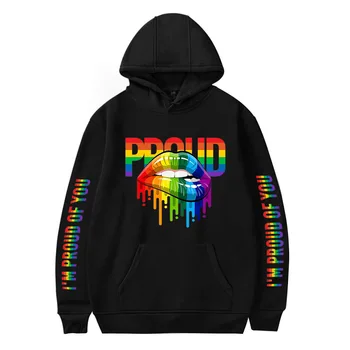 Fashion Pride LGBT drabužiai Gay Love Lesbiečių vaivorykštės dizaino megztiniai su gobtuvais Moteriški/Vyriški Džemperiai Paltas ilgomis rankovėmis su gobtuvu