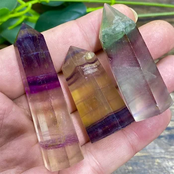 Fluorito bokštas Natūralaus akmens kristalų gijimo lazdelė Perlas Mineralai Žaliasis Reiki Violetinis Fengshui Namams Decoratiom priedai
