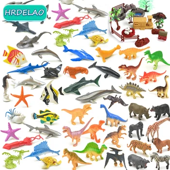 Imituotas Montessori vandenynas Džiunglės Paukštiena Gyvūnų pažinimas Dinozaurai Liūtai Rykliai Veiksmas Dramblių figūrėlės Mokomieji žaislai Dovanos
