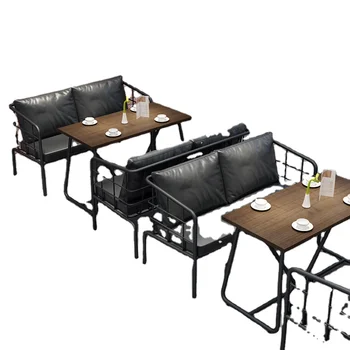 Industrinio stiliaus kaltas metalinis kavos staliukas, valgomojo stalas, kavinės kėdės ir staliukai kavinėms