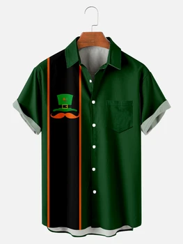 Irish Shamrock Teminiai laisvalaikio marškiniai Man St Patricks Day marškinėliai trumpomis rankovėmis Vintage Harajuku žalios palaidinės Autumn Tops Oversized