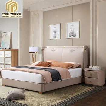 itališkas miegamasis modernus minimalistinis dvigulė odinė lova pagrindinis miegamasis dvigulė lova aukštos klasės derantis medžio masyvo lova minkštos lovos paketas