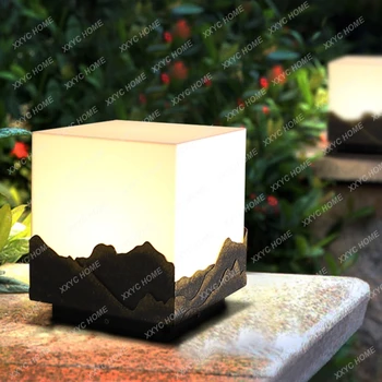 Išraižyta į naujo kinų stiliaus koloninę lempą Lauko vandeniui atspari vila Sodo peizažas Saulės energija