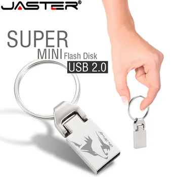 JASTER Naujas raktų pakabukas Mini metalas Sidabras USB atmintinė 4GB 8GB 16GB 32GB 64GB Realios talpos Flash Disk 2.0 Custom LOGO didmeninė prekyba