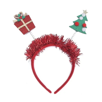 Kalėdų eglutė ir dovanų dėžutė Blizgučiai Galvos juosta suaugusiųjų festivaliui Plaukų lankų vakarėlio pasirodymai Galvos apdangalas Kalėdinė galvos juosta