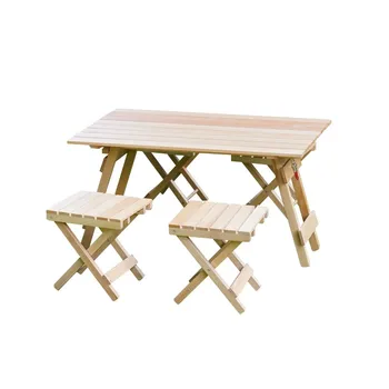 Kinijos gamykla Geros kokybės lauko kempingas Nešvarios medienos sulankstomas stalas ir kėdžių komplektas