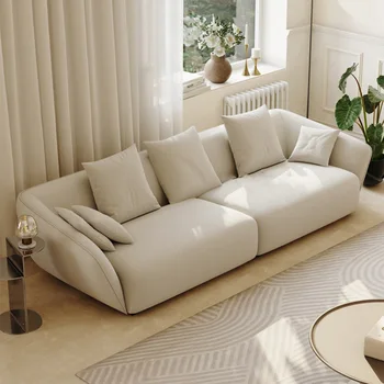 Kreminio stiliaus specialios formos medžiaginė sofa itališka Nordic Ins dizainerio stiliaus flaneletė Mažas svetainės derinys