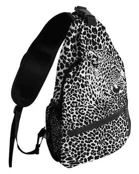 Leopardo atspaudas Leopardas Abstraktūs krūtinės krepšiai moterims Vyrams Neperšlampami pasiuntinių krepšiai Moterų kelionės Sportas Vieno peties skersinis krepšys