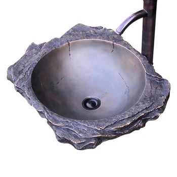 Liejama bronzinė vonios kriauklė / po kojomis pritvirtinta riedulio bronzinė kriauklė