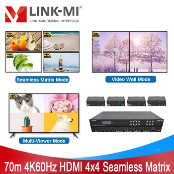 LINK-MI 4x4 vientisas HDMI matricos jungiklis iki 70m Palaikymas 2x2 vaizdo siena 4X1 Multi-viewer su garso, EDID, PoC funkcija