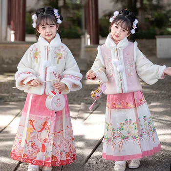 Mergaičių žiema Nauji sutirštinti Naujųjų metų drabužiai Kostiumas Vaikų Han kinų kostiumas Kūdikis Naujųjų metų spektaklis Kinų stiliaus fėja T