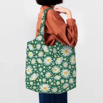 Mielos gėlės Raštas Pirkėjo krepšys Ramunėlės Vasaros gamtos koledžas Rankinės Moterys Dizainas Pečių krepšys Naujumo poliesterio krepšys