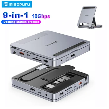 Minisopuru USB C prijungimo stoties palaikymas M.2 NVMe SSD 10Gbps su 4K HDMI 100W PD SD/TF USB 3.2 adapteris, skirtas MacBook Windows Hub