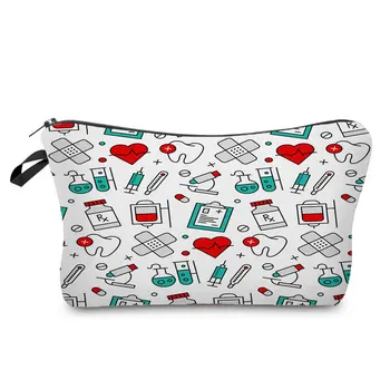 Miyahouse Nurse Printed Women Cosmetic Bags Fashion ECG Cartoon Makeup Bag Mini Ladies Storage Bag Travel Clutch Custom Pattern