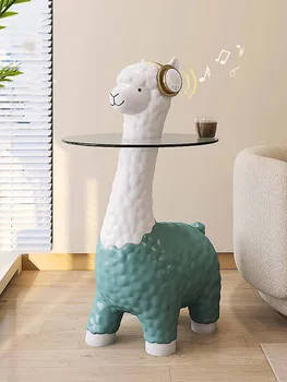 Modernus menas Interjeras Namų dekoras Miela Alpakų statula Svetainės grindų dekoravimas Daiktadėžė Gyvūnų figūrėlė su 