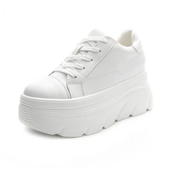 MODX aukštakulniai platforminiai batai Moterys dizainerės natūralios odos laisvalaikio sportbačiai Ponios baltos stambios teniso moteriškos storos dugno