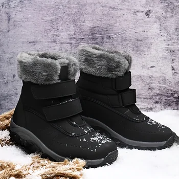 Moteriški šilti ir patogūs trumpi batai Madingi dvigubi kabliukai ir kilpos kulkšnis aukšti žieminiai termoizoliaciniai sniego batai