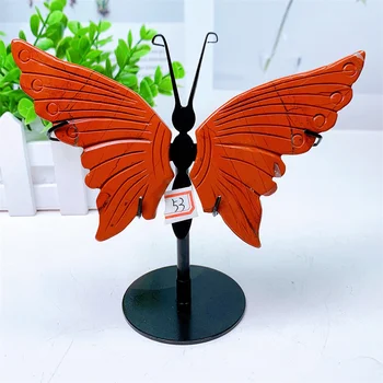Natūralus raudonas jaspio drugelio sparno drožyba rankomis poliruotas Reiki gydomasis dovanų kambarys Biuro Fengshui dekoravimas 1pair