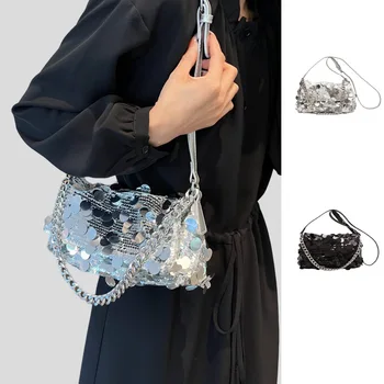 Nauji blizgučiai Pečių mada Laisvalaikio moteriškos rankinės krepšys Prabangus blizgus pažastis Pečių krepšys Vakarinis vakarėlis Piniginė Sankabos Bolsos