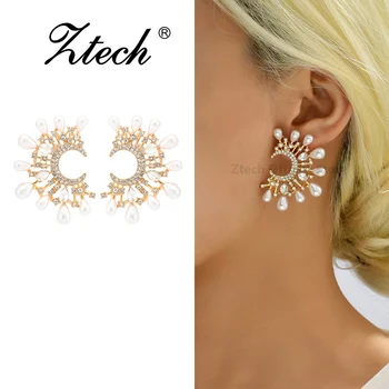 Naujo vintažinio dizaino C formos imituoti perlų dideli auskarai moterims Elegantiški prabangūs etniniai aksesuarai Party Prom papuošalų dovana