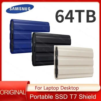 Nešiojamasis SSD T7 skydas 1TB 2TB 64TB didelės spartos išorinis diskas Kietojo disko kietojo kūno diskas, suderinamas su nešiojamuoju staliniu kompiuteriu