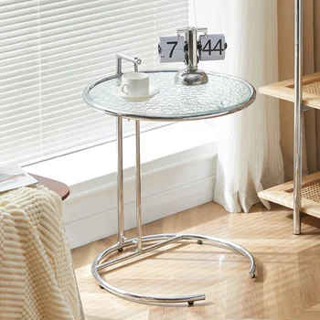 Nordic Glass Coffee Table Luxury Transparent Free Shipping Reguliuojamas šoninis staliukas High Metal Mesa Centro svetainės priedai