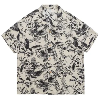 oversize retro gėlių marginti marškiniai trumpomis rankovėmis laisvi laisvi kasdieniai vyriški marškiniai medvilniniai vyriški drabužiai Havajų universalūs marškiniai