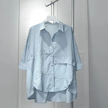 oversized marškiniai Moterų mados dizainas Laisvalaikio marškiniai Vientisos spalvos palaidinės trumpomis rankovėmis 2023 Nauja vasaros tendencija Ploni marškiniai