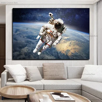 Paukščių Tako astronautas kosmose Plakatas Žemės paviršiaus ūkas Kraštovaizdžio drobės tapyba Spausdinti Sienos paveikslėlis svetainei Namų dekoras