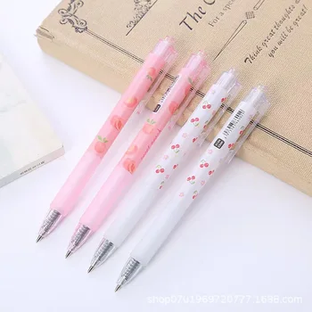 Pen Ins Peach Cherry Pen Cute Black Gel Pen 0.5mm Student Pen