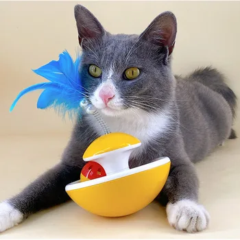 Pet Cat pramogos Žaislinis tūtelis Riedantis draskyklės Kamuolys su plunksnų lazdele Kambarinis kačiukas Interaktyvus mokymas Sugauti žaislus