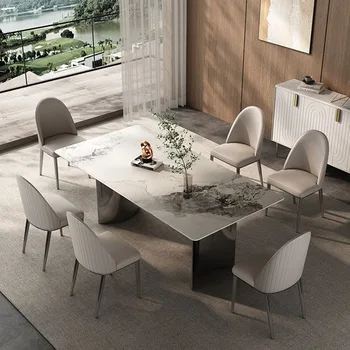Prabangaus dizaino valgomojo stalas Minimalistinis stačiakampis Kava Modernūs valgomojo stalai Kėdės Šone Mesa Comedor Svetainės baldai