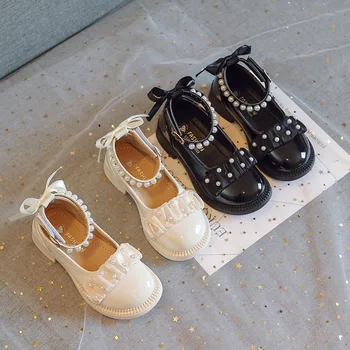 Princess Girl Party Batai vaikams Mary Jane batai Vaikai rengia juodus mokyklinius batus dėl princesių perlų šokių odinių batų